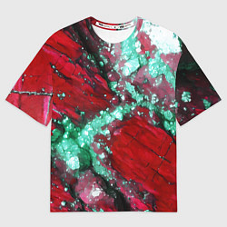 Женская футболка оверсайз Голубой минерал в красном камне