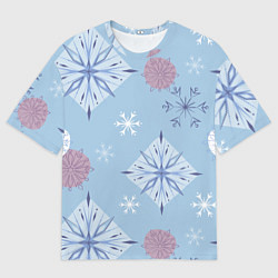 Женская футболка оверсайз Снежинки Эльзы