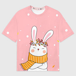 Футболка оверсайз женская Милый снежный заяц, цвет: 3D-принт