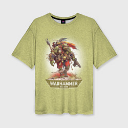 Женская футболка оверсайз Воин орк Warhammer