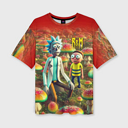 Футболка оверсайз женская Рик и Морти заблудились в мухоморном поле, цвет: 3D-принт