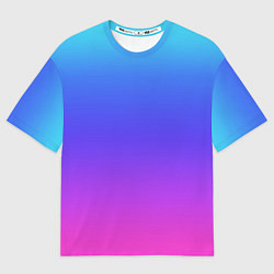 Футболка оверсайз женская Градиент закат сине-розовый, цвет: 3D-принт