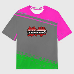 Женская футболка оверсайз Tekken краски неоновые