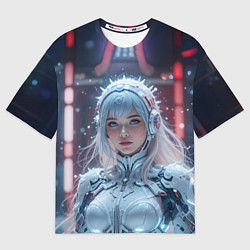 Футболка оверсайз женская Зимняя девушка в кибер костюме, цвет: 3D-принт