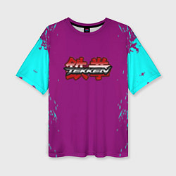 Женская футболка оверсайз Tekken краски неон