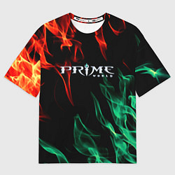 Женская футболка оверсайз Prima world flame