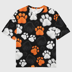 Женская футболка оверсайз Мохнатые лапки