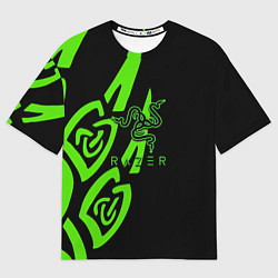 Женская футболка оверсайз Razer лого лес