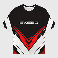 Женская футболка оверсайз Exeed - красный симметричный