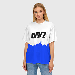 Футболка оверсайз женская Dayz сине белая геомтерия, цвет: 3D-принт — фото 2