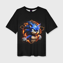Футболка оверсайз женская Соник в пламени, цвет: 3D-принт