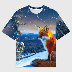 Футболка оверсайз женская Лисичка в зимнем лесу, цвет: 3D-принт