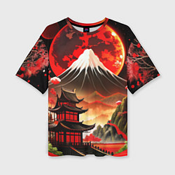 Женская футболка оверсайз Коллаж Японской природы