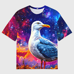 Футболка оверсайз женская Чайка и космос, цвет: 3D-принт