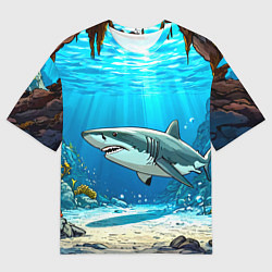 Футболка оверсайз женская Акула в океане, цвет: 3D-принт
