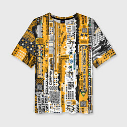 Женская футболка оверсайз Cyberpunk pattern yellow