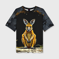 Женская футболка оверсайз Кенгуру на черном