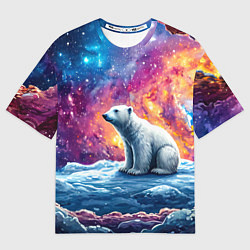 Футболка оверсайз женская Белый медведь и звездное небо, цвет: 3D-принт