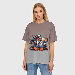 Футболка оверсайз женская Venom and Duck-Donald - ai art fantasy, цвет: 3D-принт — фото 2