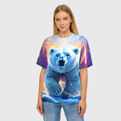 Футболка оверсайз женская Белый медведь идет по льдине, цвет: 3D-принт — фото 2