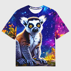 Футболка оверсайз женская Лемур и звездная ночь, цвет: 3D-принт