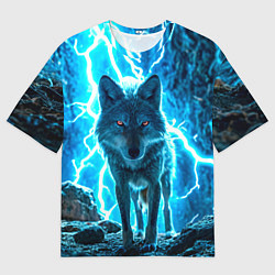 Футболка оверсайз женская Волк в разрядах молнии, цвет: 3D-принт