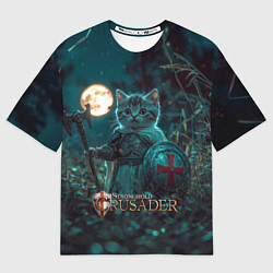 Женская футболка оверсайз Stronghold Crusader котенок рыцарь