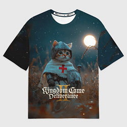Женская футболка оверсайз Kingdom Come Deliverance 2 рыцарь котенок