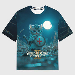 Женская футболка оверсайз Kingdom Come Deliverance 2 котик рыцарь