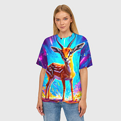 Футболка оверсайз женская Газель малыш, цвет: 3D-принт — фото 2