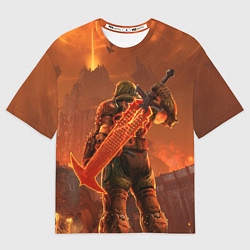 Футболка оверсайз женская Палач рока и башня Doom, цвет: 3D-принт