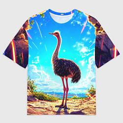 Футболка оверсайз женская Страус в пещере, цвет: 3D-принт