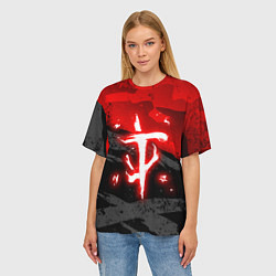 Футболка оверсайз женская Doom - neon red, цвет: 3D-принт — фото 2