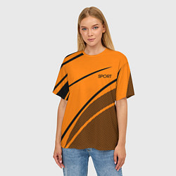 Футболка оверсайз женская Sport оранжевый с чёрным точечный, цвет: 3D-принт — фото 2