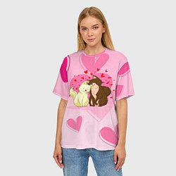 Футболка оверсайз женская Любовь мурчащая, цвет: 3D-принт — фото 2