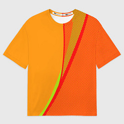 Футболка оверсайз женская Оранжевый с красным абстрактный с текстурой, цвет: 3D-принт
