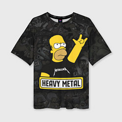 Футболка оверсайз женская Heavy metal Гомер симпсон, цвет: 3D-принт