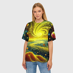Футболка оверсайз женская Neon galaxy - ai art fantasy, цвет: 3D-принт — фото 2