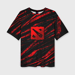 Футболка оверсайз женская Dota 2 - красные потертости, цвет: 3D-принт
