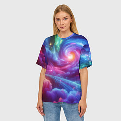 Футболка оверсайз женская Neon space fantasy, цвет: 3D-принт — фото 2