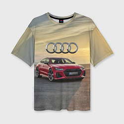 Футболка оверсайз женская Audi RS 7 на закате солнца, цвет: 3D-принт