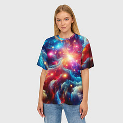Футболка оверсайз женская Colorfull neon space clouds - ai art fantasy, цвет: 3D-принт — фото 2