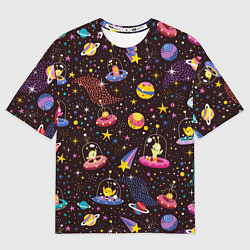 Футболка оверсайз женская Мультяшные космические обитатели, цвет: 3D-принт