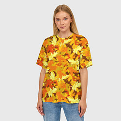 Футболка оверсайз женская Золотая кленовая осень, цвет: 3D-принт — фото 2