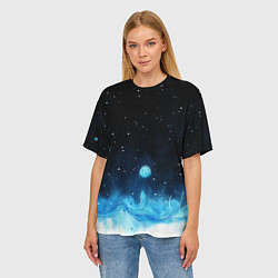 Футболка оверсайз женская Синяя светящееся краска, цвет: 3D-принт — фото 2