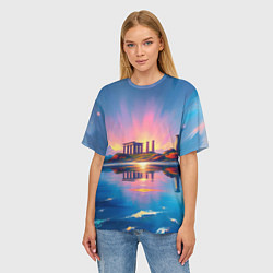Футболка оверсайз женская Античный островок, цвет: 3D-принт — фото 2