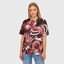 Футболка оверсайз женская Растения против зомби в красном цвете, цвет: 3D-принт — фото 2