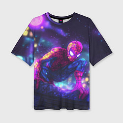 Футболка оверсайз женская Человек-паук неоновый свет, цвет: 3D-принт