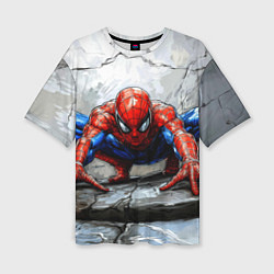 Футболка оверсайз женская Человек-паук палзет на стене, цвет: 3D-принт