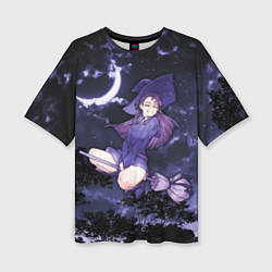 Футболка оверсайз женская Веселая ведьма летит на шабаш, цвет: 3D-принт